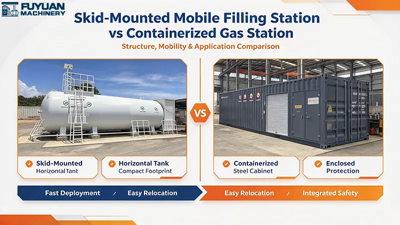 Skid-mounted mobile filling station vs containerized gas station Skid-mounted mobile filling station vs containerized gas station